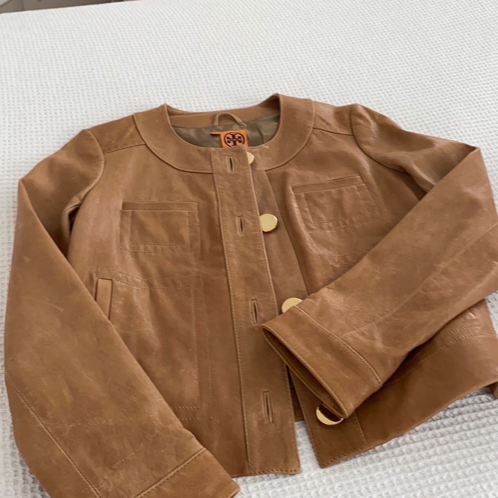Tory Burch cropped leather jacket